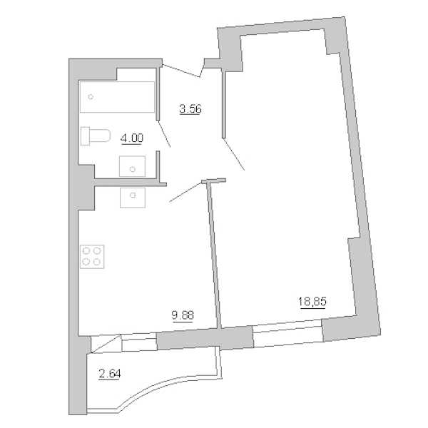Однокомнатная квартира в : площадь 36.29 м2 , этаж: 15 – купить в Санкт-Петербурге